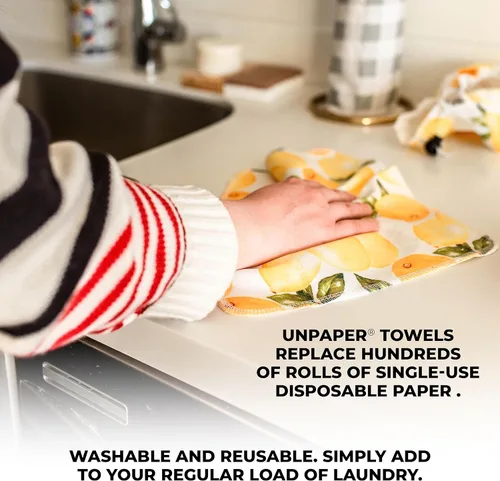 Vista 3 de Marley's Monsters UNpaper Towels - Rollo de 24 unidades, toallas de papel reutilizables, sin papel, algodón, sin árboles (rayas negras y blancas)