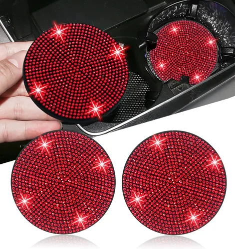Vista 7 de NBTEPEM 2 posavasos de auto con diamantes de imitación, 2.75 pulgadas, antideslizantes, a prueba de golpes, universal, a la moda, para auto