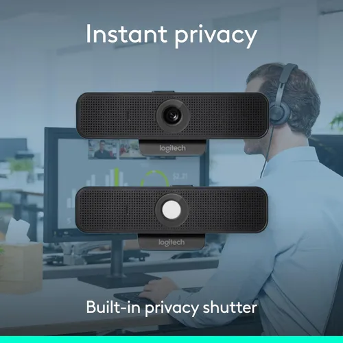 Vista 6 de Logitech Cámara web empresarial C925e, video HD 1080p/30fps, corrección de luz, enfoque automático, audio claro, obturador de privacidad, funciona