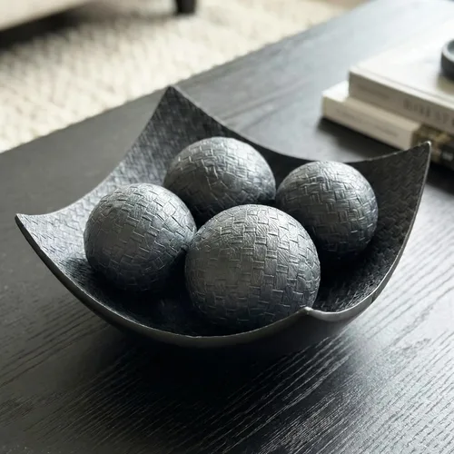 Vista 12 de Seraphic Juego de 5 cuencos decorativos grandes con elegantes orbes/bolas, centro de mesa elegante para mesa de comedor/cocina, sala de estar