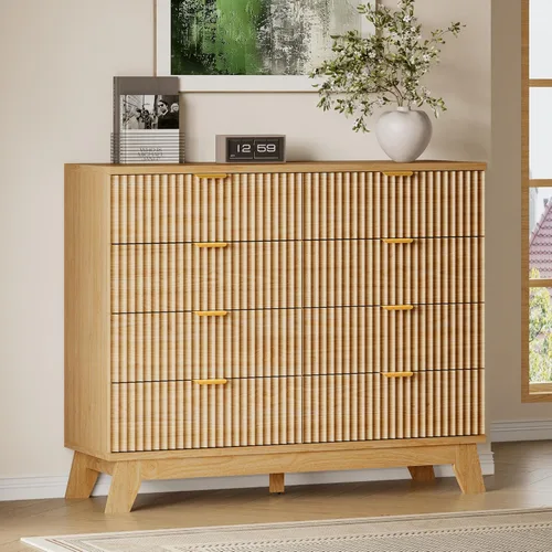 Vista 63 de BORNOON Cómoda acanalada de 7 cajones, cómoda bohemia moderna de 47.2 pulgadas de ancho, soporte de madera para dormitorio, sala de estar, armario