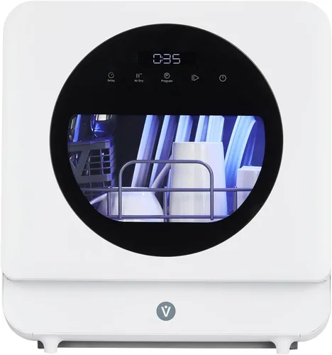 Vista 10 de Lavavajillas portátil compacto con grifo y tanque de agua manual (5L) Modos de entrada de agua, compacto con más espacio en el interior, 6