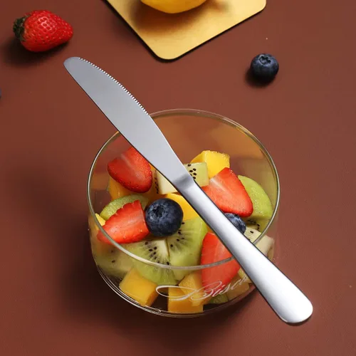 Vista 9 de Berglander Juego de 12 cuchillos de cena de acero inoxidable con espejo brillante, cuchillo de mantequilla, cuchillos de mesa, resistentes y aptos