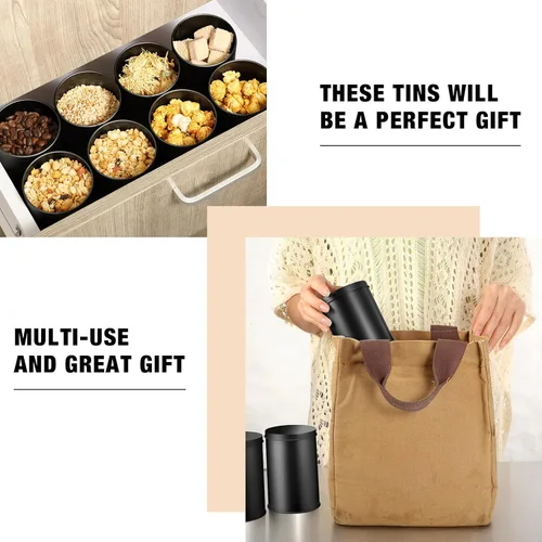 Vista 5 de Irenare 20 Pack Tea Canisters for Loose Tea Tin Canister with Airtight Double Lids 16 oz Metal Coffee Cans Empty Small Round Kitchen Container for