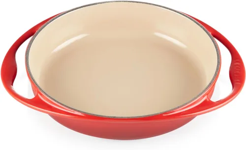 Le Creuset Plato de tatuaje de hierro fundido esmaltado, 2 cuartos de galón, color cereza