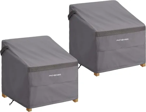 Vista 8 de Fundas impermeables para sillas de exterior, paquete de 2, fundas resistentes para sillas giratorias de patio, 29 pulgadas de ancho, impermeables