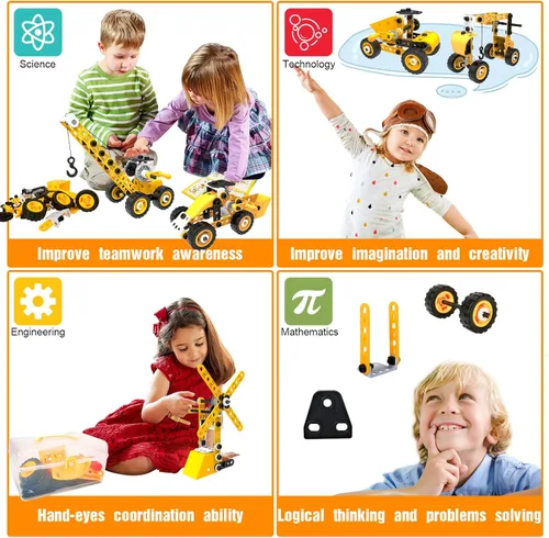 Vista 5 de Juguetes de construcción STEM, juego de construcción 10 en 1 para niños en edad preescolar, juegos creativos educativos, idea de regalo
