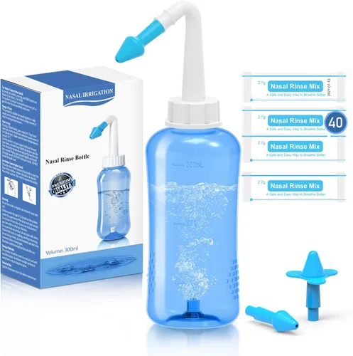 Neti Pot - Kit de enjuague sinusal, botella de enjuague sinusal, limpiador de lavado de nariz, enjuague a presión para adultos y niños, botella de