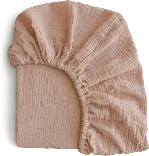 Vista 17 de mushie Sábana bajera ajustable de muselina extra suave para cuna, 192 hilos, 28 x 52 pulgadas (azul bebé)