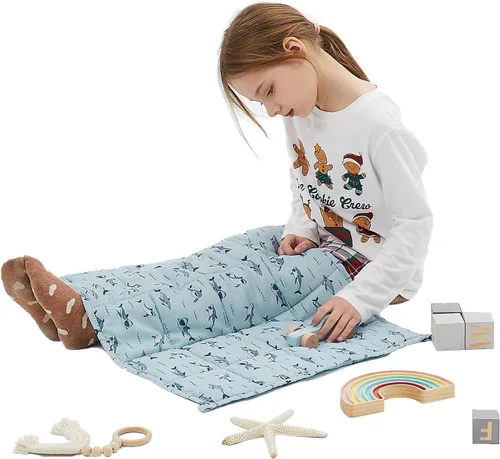 Vista 48 de Hosukko - Manta con peso de 3 libras - Manta pesada y transpirable - Princesa en beige, 20 x 30 pulgadas, 3 libras