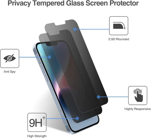 Vista 4 de ProCase Paquete de 2 protectores de pantalla de privacidad para iPhone 17e/16e / 14/13 / 13 Pro de 6.1 pulgadas, protector de película de vidrio
