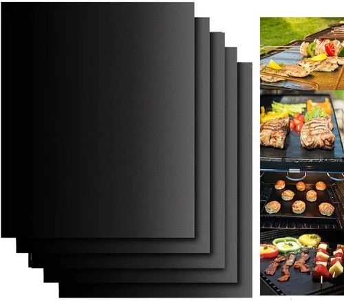 Dailyart - Juego de 5 alfombrillas para parrilla al aire libre, antiadherentes, alfombrillas para barbacoa, para hornear, accesorios de teflón,