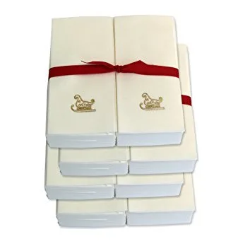 Desechables toallas de mano de invitados con cinta – oro en relieve con un trineo – 750 CT