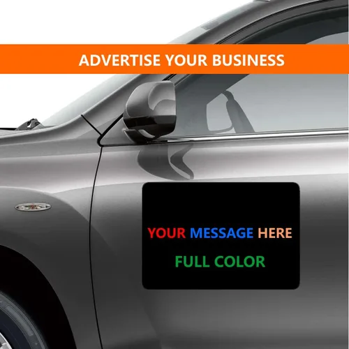 Vista 4 de Paquete de 2 calcomanías magnéticas para puerta de automóvil en blanco, letrero magnético para vehículo con esquinas redondeadas, imán perfecto