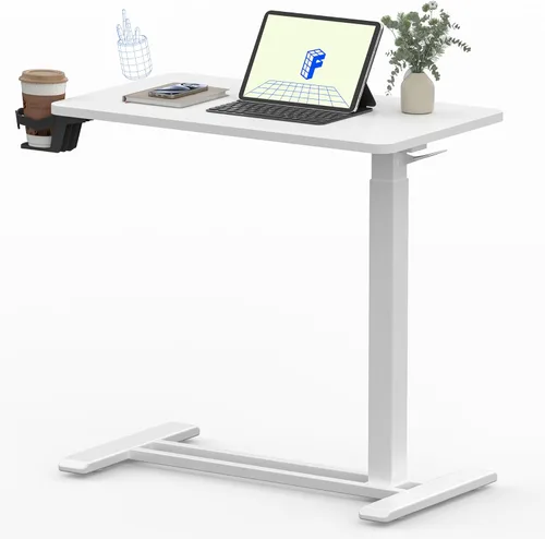 Vista 11 de FLEXISPOT Mesa auxiliar en forma de C de altura ajustable con parte superior inclinable dividida, mesa auxiliar móvil para sofá y mesita de noche