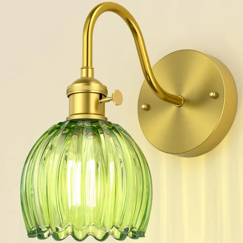 Vista 22 de Juego de 2 apliques de pared, lámparas de baño cableadas, iluminación de pared moderna para tocador de baño con pantalla de vidrio transparente