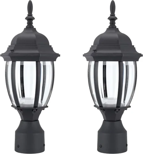 Vista 10 de LIT-PaTH Farol de poste de iluminación para exteriores, base mediana E26 máx. 60 W, carcasa de aluminio más vidrio, acabado blanco mate, paquete de 1