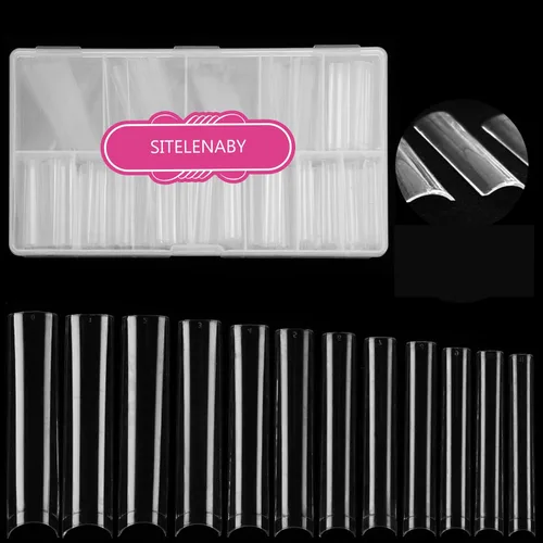SITELENABY Puntas de uñas cuadradas 3XL sin curva C, uñas acrílicas transparentes, puntas de uñas cuadradas SITELENABY 360 piezas de uñas postizas
