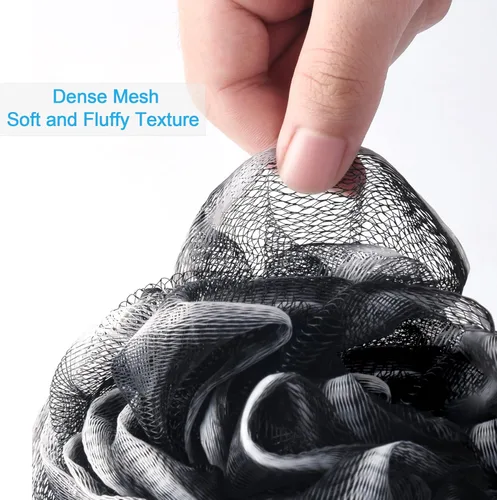 Vista 5 de AmazerBath - Esponja vegetal de 2.65 onzas, esponja de baño para hombre, juego de 4 unidades, color negro (grande)