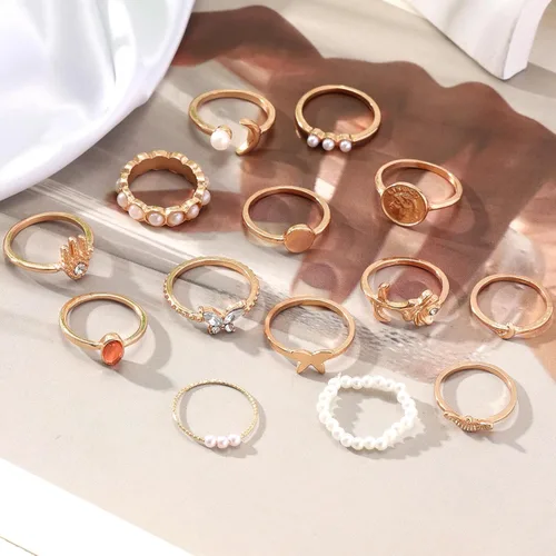 Vista 3 de Gold Kunckle Rings Set for Women,Stackable Rings Pack Snake Butterfly Statement Vintage Rings Set for Women Jewelry Gifts