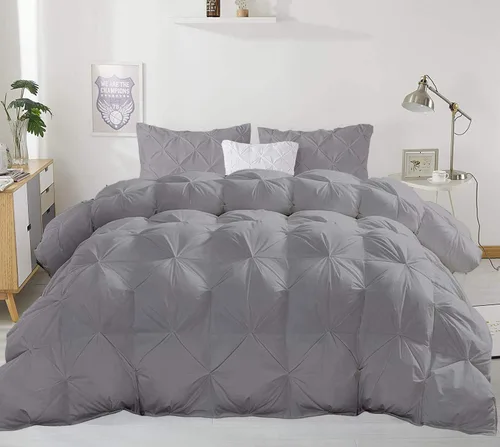 Vista 13 de Juego de edredón plisado para todas las estaciones, 21.16 oz/m², 3 piezas (edredón + 2 fundas de almohada), relleno de edredón de algodón egipcio