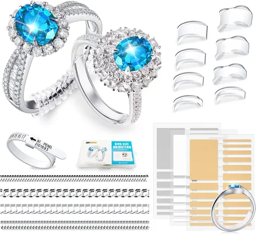 70 piezas de ajustador de tamaño de anillo para anillos sueltos con herramienta de medición de tamaño de anillo para ajustador de anillo, anillo