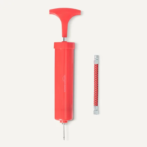 Vista 3 de Amazon Basics Durable PVC Soccer Ball with Pump for Training and Practice, Indoor Outdoor Use, White and Red