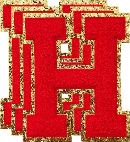 Vista 109 de 3 parches de letras de felpilla negra, parches de letras termo-adhesivas de 4-1/2", parches universitarios para ropa, S