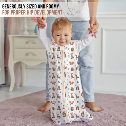 Vista 313 de Mama Cheetah Saco de dormir para bebé de 0.5 TOG, Manta portátil de algodón orgánico para bebé con cremallera bidireccional, Saco de dormir