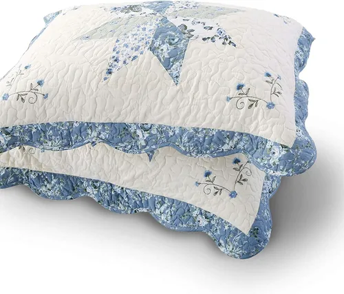 KASENTEX Fundas de almohada con diseño floral de granja, fundas de almohada coloridas con estampado de flores desgastadas, tela de algodón, juego de