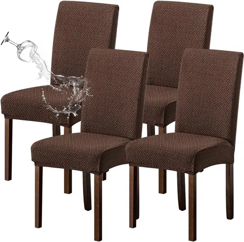 Vista 64 de Genina Fundas para sillas de comedor, fundas elásticas para sillas de comedor, fundas elásticas para sillas Parsons de la cocina (beige, 2 unidades)