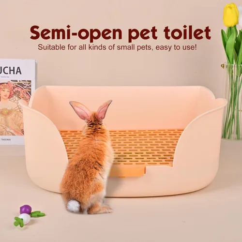 Vista 6 de RUBYHOME Caja de arena grande para conejitos (15.5 x 11.1 x 6.2 pulgadas), arena para animales pequeños para mascotas, inodoro para mascotas