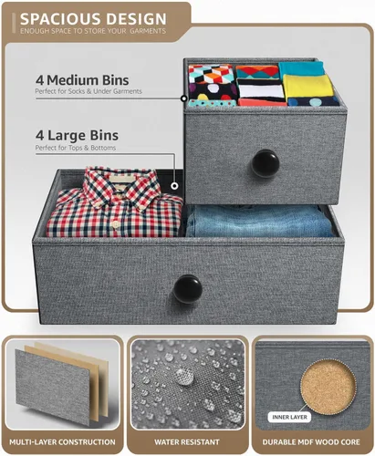 Vista 11 de Sorbus Cómoda con 8 cajones - Mueble para almacenar ropa para niño, para dormitorio, pasillo, clóset, oficina – Marco de acero, parte superior