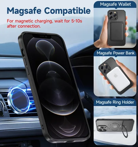 Vista 2 de MAGIC JOHN Funda para iPhone 12 Pro Max [compatible con Magsafe] [con soporte de metal magnético] [a prueba de golpes de grado militar]