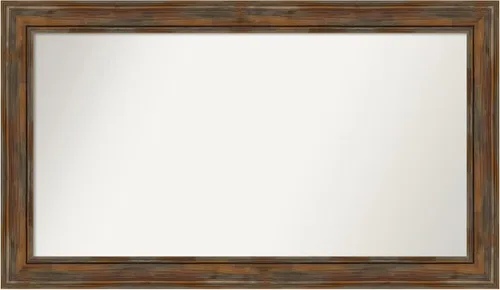 Vista 189 de Amanti Art Espejo de baño marrón para sobre fregadero, 26 x 26 pulgadas, espejo de tocador cuadrado marrón rústico Alexandria, marco de madera