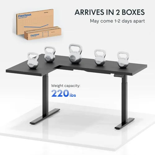 Vista 10 de FLEXISPOT Escritorio de esquina profesional con motor dual en forma de L, escritorio eléctrico de pie, escritorio de pie con altura ajustable, mesa