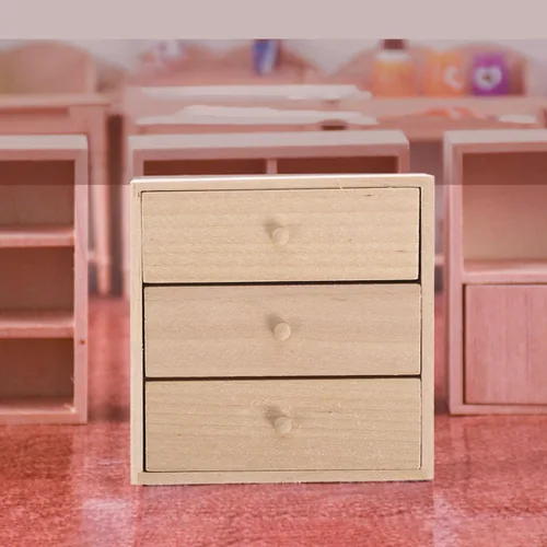 Vista 2 de Toyvian Gabinete de madera en miniatura 1/12 Escala Muebles de casa de muñecas Estilo rústico Mini estantería de madera