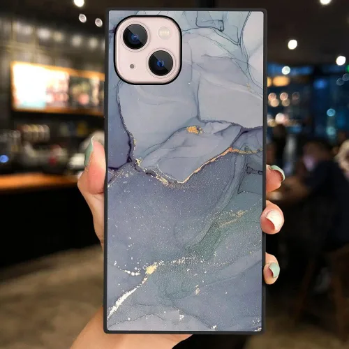 Vista 2 de Funda cuadrada para iPhone 13 Pro Max, diseño cuadrado de mármol gris para iPhone 13 Pro Max, fundas para niñas y mujeres, funda delgada de silicona