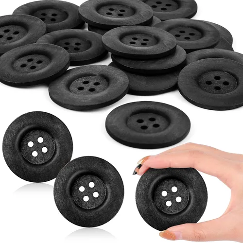 MTLEE 30 Piezas Botones de Madera de Gran Tamaño 2.36 Pulgadas Botón de Costura Redondo 4 Agujeros Botones Grandes para Manualidades Costura de