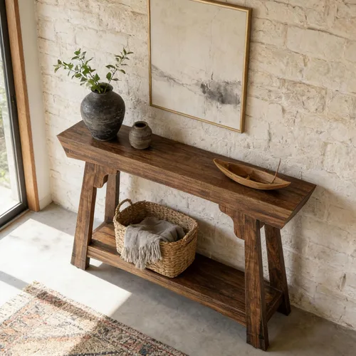 Vista 6 de Tribesigns Mesa consola pequeña de 41.3 pulgadas, mesa de entrada de granja con almacenamiento de 2 niveles, mesa decorativa estrecha para sala