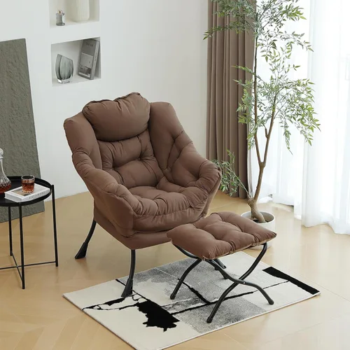 Vista 302 de Silla Lazy con otomana, silla moderna con reposapiés plegable, silla de acento de salón, cómoda silla de lectura para dormitorio, estudio, sala