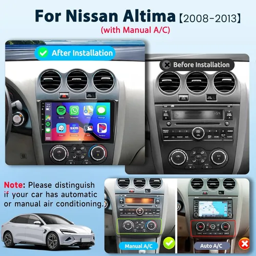 Vista 2 de [2G+64G] para Nissan Altima 2008-2012 Android 13 Estéreo de Coche de 9 Pulgadas con Pantalla Táctil HD, Radio con CarPlay Inalámbrico Android Auto