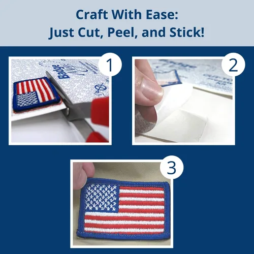 Vista 3 de Badge Magic Adhesivo de parche, sin coser, sin planchar, cinta de tela de doble cara para parches e insignias, solución de bricolaje para uniformes