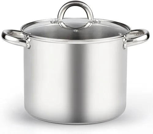 Vista 17 de Cook N Home Olla de acero inoxidable de 3 cuartos de galón, olla pequeña con tapa de vidrio, olla básica para saucier, asas de silicona que se
