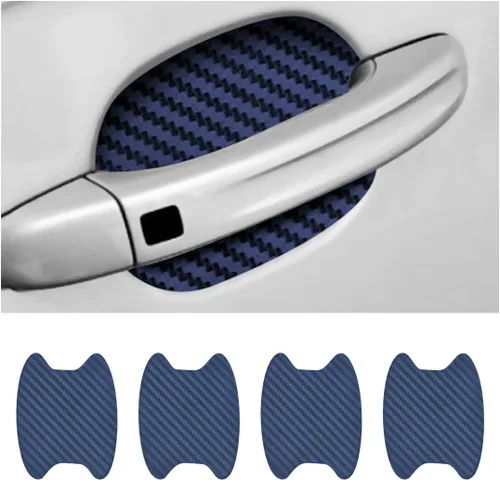 Vista 55 de 4 unidades de protector de puerta de automóvil de fibra de carbono antiarañazos, película protectora para manijas de auto sin marcas, universal