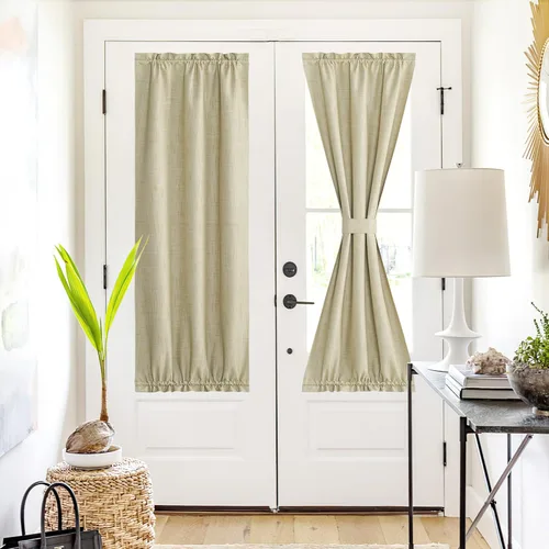 Vista 87 de NICETOWN Cortinas de Lino para Puerta Lateral - Cortinas Opacas con Aislamiento Térmico para Puerta Delantera Francesa para Sombra Pequeña