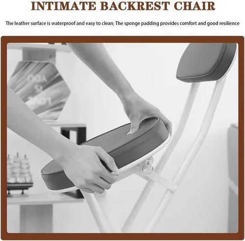 Vista 6 de 2-Pack Simple Bar Height Folding Chairs, Casual Wrought Iron Back Chairs, X-Frame Structure(Brown Color)