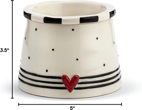 Vista 2 de DEMDACO Negro Blanco Rojo Corazón 5 x 5 Gres Chip Dip Chiller Servir Bowl Corazón rojo