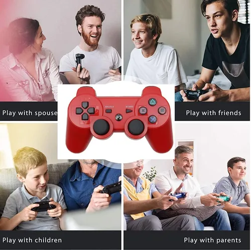Vista 7 de Rzzhgzq 2 Pack PS3 Wireless Controller Playstation 3 Controller Wireless Bluetooth Gamepad with USB Charger Cable for PS3 Console (BLUE+RED)