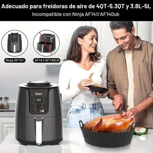 Vista 3 de Forros redondos de silicona para freidora de aire, paquete de 3, forros de silicona Ninja AF101 y AF161 para 4-5.3 cuartos de galón, accesorios